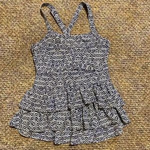 🖤🦓NWOT BANANA REPUBLIC Crossback 100% Silk Ruffle Tank Top Side Zip SZ XS🖤🦓